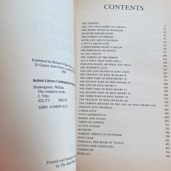 Vintage Shakespeare The Complete Work 1988 ISBN 0-948397-42-X ISBN 9780948397424 - Picture 11 of 16